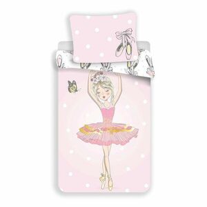 Różowa bawełniana pościel dziecięca jednoosobowa 140x200 cm Ballerina – Jerry Fabrics obraz