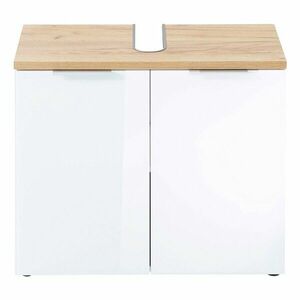 Biała szafka pod umywalkę w dekorze dębu 70x58 cm Pescara – Germania obraz