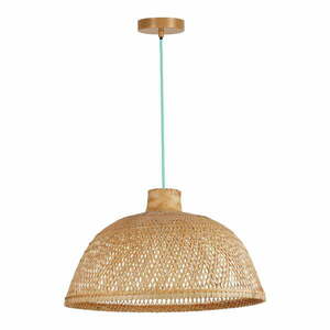 Turkusowa lampa wisząca z bambusowym kloszem ø 52 cm – SULION obraz