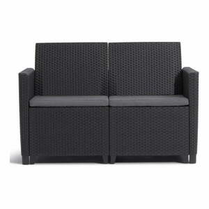 Antracytowa sofa ogrodowa z imitacji rattanu Claire – Keter obraz