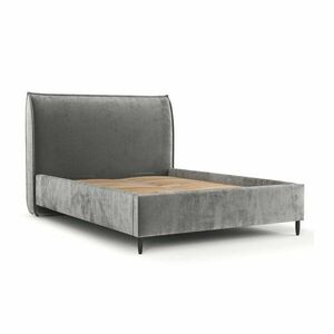 Szare tapicerowane łóżko dwuosobowe ze schowkiem i stelażem 180x200 cm Shell – Maison de Rêve obraz