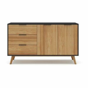 Czarno-naturalna niska komoda z drewna sosnowego 140x81 cm Lavis – Marckeric obraz