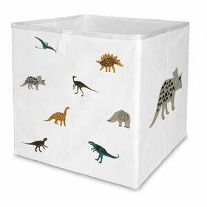 Biały tekstylny dziecięcy pojemnik na zabawki 32x32x32 cm Dino Friends – Butter Kings obraz
