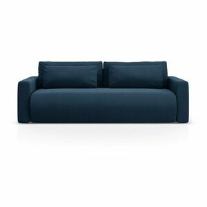 Ciemnoniebieska aksamitna rozkładana sofa ze schowkiem 238 cm Belfast – Cosmopolitan Design obraz