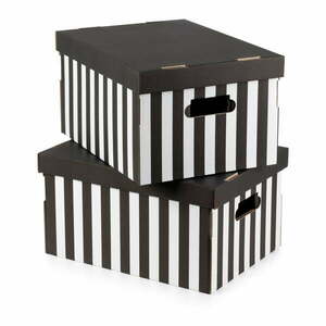 Kartonowe pojemniki zestaw 2 szt. z pokrywką Stripes – Compactor obraz