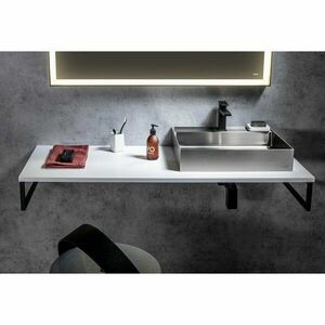 Biały blat łazienkowy 80x50 cm Plato – Sapho obraz