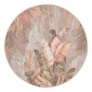 Jasnoróżowy okrągły dywan odpowiedni do prania ø 80 cm Dusty Leaves – Mila Home obraz