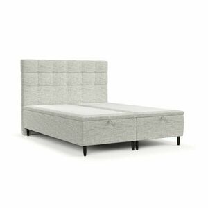 Jasnoszare tapicerowane łóżko dwuosobowe ze schowkiem 200x200 cm Senses – Maison de Rêve obraz