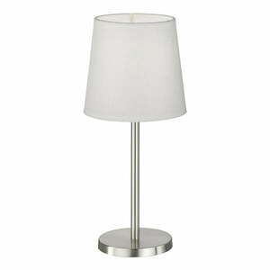 Lampa stołowa w biało-srebrnym kolorze z tekstylnym kloszem (wysokość 30 cm) Eve – Fischer & Honsel obraz