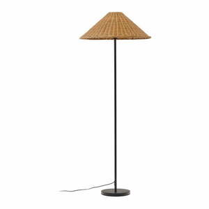 Czarno-naturalna lampa stojąca z rattanowym kloszem (wys. 154 cm) Urania – Kave Home obraz