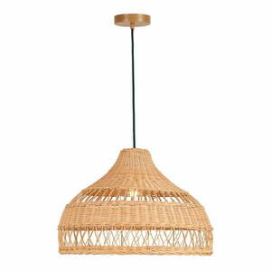 Czarna lampa wisząca z rattanowym kloszem ø 50 cm – SULION obraz