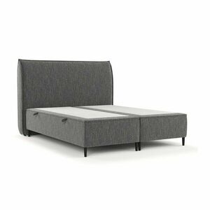 Szare tapicerowane łóżko dwuosobowe ze schowkiem 160x200 cm Draco – Maison de Rêve obraz