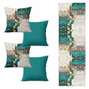 Komplet bieżnika i 4 poszewek na poduszki Optic – Minimalist Cushion Covers obraz