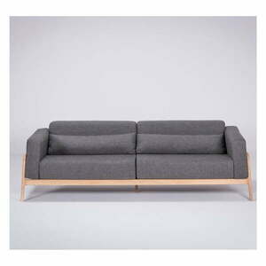 Ciemnoszara sofa z konstrukcją z drewna dębowego Gazzda Fawn, 240 cm obraz