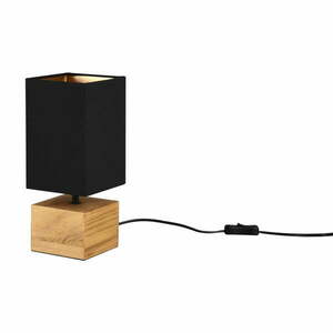 Czarno-naturalna lampa stołowa z tekstylnym kloszem (wysokość 30 cm) Woody – Trio obraz