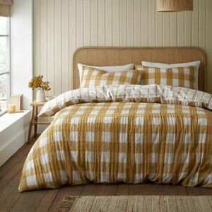 Żółta flanelowa pościel dwuosobowa 200x200 cm Gingham Check – Catherine Lansfield obraz