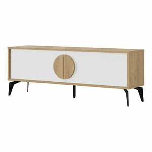 Biała szafka pod TV w dekorze dębu 140x51 cm Vae – Marckeric obraz