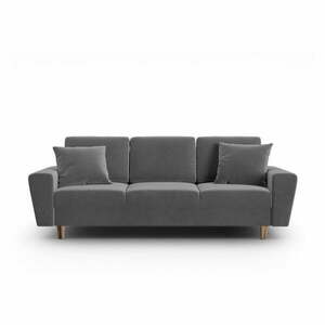 Jasnoszara aksamitna rozkładana sofa ze schowkiem 235 cm Kyoto – Cosmopolitan Design obraz