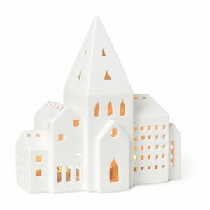 Biały ceramiczny świecznik Kähler Design Urbania Lighthouse City obraz
