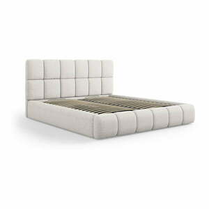 Jasnoszare tapicerowane łóżko dwuosobowe ze schowkiem i stelażem 160x200 cm Bellis – Micadoni Home obraz