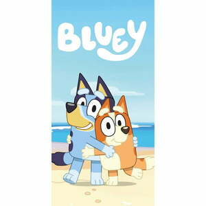 Niebiesko-beżowy bawełniany ręcznik dziecięcy 70x140 cm Bluey "Beach" – Jerry Fabrics obraz