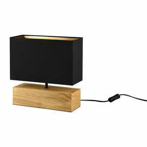 Czarno-naturalna lampa stołowa z tekstylnym kloszem (wysokość 30 cm) Woody – Trio obraz