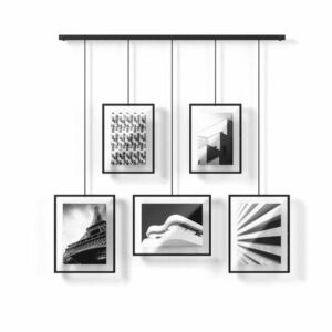 Czarne metalowe ramki ścienne zestaw 5 szt. 79x43 cm Exhibit – Umbra obraz