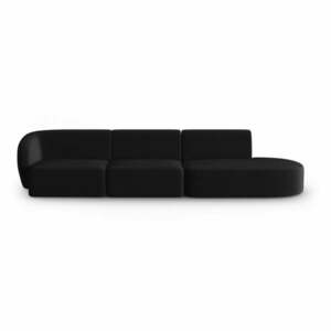 Czarna aksamitna sofa lewostronna 311 cm Paolo – Milo Casa obraz
