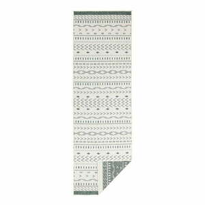 Zielono-kremowy chodnik odpowiedni na zewnątrz NORTHRUGS Kuba, 80x350 cm obraz