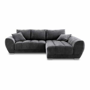 Ciemnoszary rozkładany narożnik z aksamitnym obiciem Windsor & Co Sofas Nuage, prawostronny obraz
