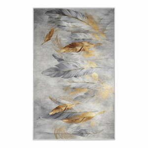 Dywan w szaro-złotym kolorze odpowiedni do prania 80x150 cm Golden Feathers – Mila Home obraz