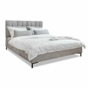 Jasnoszare tapicerowane łóżko dwuosobowe ze stelażem 160x200 cm Eve – Miuform obraz