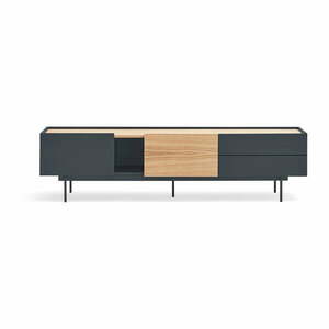 Antracytowo-naturalna szafka pod TV w dekorze dębu 180x45 cm Otto – Teulat obraz