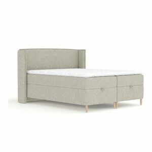 Jasnoszare łóżko boxspring ze schowkiem 200x200 cm Monpelli – Maison de Rêve obraz
