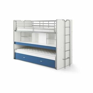 Biało-niebieskie piętrowe łóżko dziecięce z wysuwanym łóżkiem, schowkiem i stelażem 90x200 cm Bonny – Vipack obraz