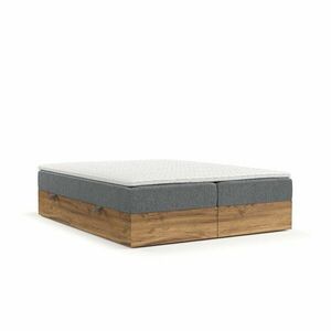 Szaro-naturalne łóżko boxspring ze schowkiem 200x200 cm Faro – Maison de Rêve obraz