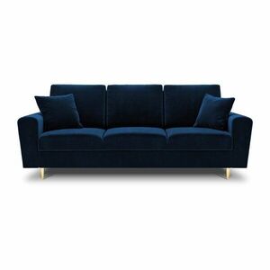Niebieska aksamitna rozkładana sofa ze schowkiem 235 cm Kyoto – Cosmopolitan Design obraz