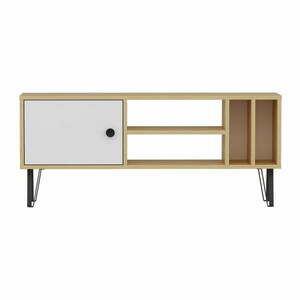 Biała szafka pod TV w dekorze dębu 120x52 cm Arven – Kalune Design obraz