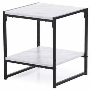 Biały stolik z blatem w dekorze marmuru 40x40 cm Coxe – Homede obraz