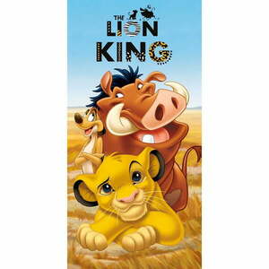 Niebiesko-brązowy bawełniany ręcznik dziecięcy 70x140 cm Lion King – Jerry Fabrics obraz