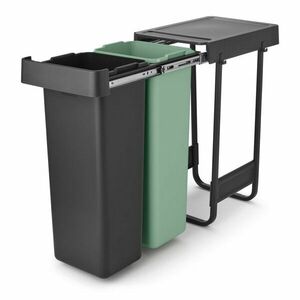 Miętowo-ciemnoszary plastikowy kosz na śmieci do segregacji odpadów do zabudowy 60 l Sort&Go – Brabantia obraz