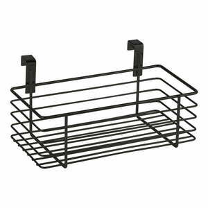 Czarny metalowy koszyk wiszący na drzwiczki kuchenne Wenko Slim, 24x15 cm obraz