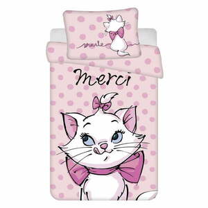 Różowa bawełniana pościel dziecięca do łóżeczka 100x135 cm Marie Cat "Merci" – Jerry Fabrics obraz