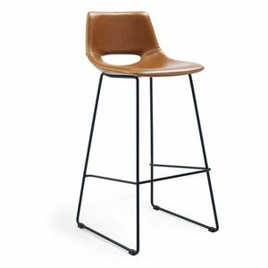 Koniakowy hoker z imitacji skóry (wysokość siedziska 76 cm) Zahara – Kave Home obraz