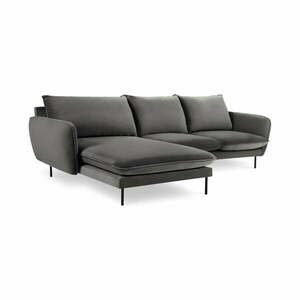 Ciemnoszara narożna aksamitna sofa lewostronna Cosmopolitan Design Vienna obraz