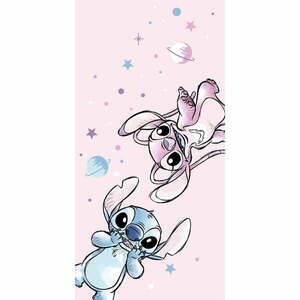 Różowy ręcznik dziecięcy z mikrowłókna 70x140 cm Lilo and Stitch "Universe" – Jerry Fabrics obraz