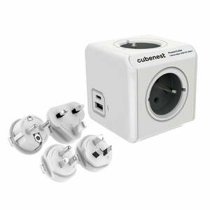 Rozgałęźnik do gniazdka 13 cm PowerCube ReWirable USB – Cubenest obraz