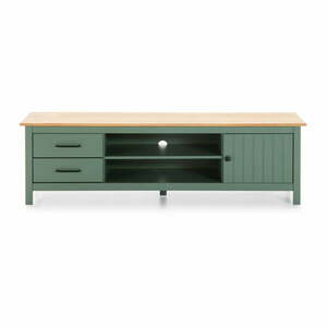 Zielono-naturalna szafka pod TV z litego drewna sosnowego 158x47 cm Miranda – Marckeric obraz