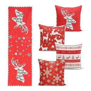 Zestaw 4 świątecznych poszewek na poduszki i bieżnika Minimalist Cushion Covers Joy obraz
