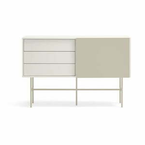 Beżowo-kremowa niska komoda z drzwiami przesuwnymi 140x91 cm Nube – Teulat obraz